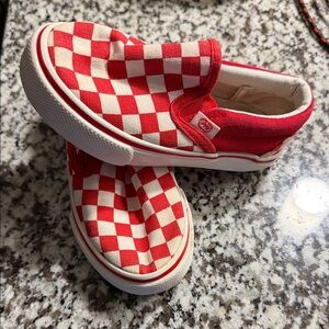 Vans Like  Kids Red and White Checkerboard Slip-On Sneakers Echo Unlimited